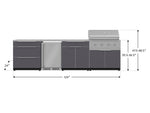 NewAge Outdoor Kitchens Aluminum 7-Piece Cabinet Set with 3-Drawer, Bar, Grill Cabinet, Performance Grill, Countertops and Fridge-66541-Garage Giant 