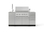 NewAge Outdoor Kitchens Outdoor Grill Island Stainless-Steel 5-Piece Cabinet Set with Sink, 3 Drawer, Grill Cabinet, Platinum Grill and Stainless Steel Countertop-75605-Garage Giant 