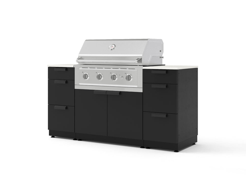 NewAge Outdoor Kitchens Outdoor Grill Island Stainless-Steel 6-Piece Cabinet Set with 3 Drawers, Grill Cabinet, Performance Grill and Dekton in Aeris Countertops - (Natural Gas) | Garage Giant
