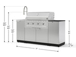 NewAge Outdoor Kitchens Outdoor Grill Island Stainless-Steel 5-Piece Cabinet Set with Sink, 1 Door, Grill Cabinet, Performance Grill and Stainless Steel Countertop - (Liquid Propane) 