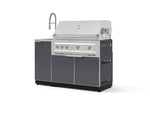 NewAge Outdoor Kitchens Outdoor Grill Island Aluminum 3-Piece Cabinet Set with Sink, Grill Cabinet and Platinum Grill-75266-Garage Giant 
