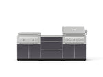 NewAge Outdoor Kitchens Aluminum 6-Piece Cabinet Set with 3 Drawer, Grill Cabinet, Platinum Griddle, Grill and Countertop-75165-Garage Giant 