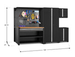 NewAge Garage Cabinets Pro Series 5-Piece Cabinet Set with Base, Wall Cabinet, Locker, 62 in. Workstation, and Pegboard Accessories Kit-32636-Garage Giant 