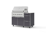 NewAge Outdoor Kitchens Outdoor Grill Island Aluminum 4-Piece Cabinet Set with Casters and 3-Drawer, Grill Cabinet, Platinum Grill and Dekton in Aeris Countertop - (Liquid Propane) | Garage Giant 