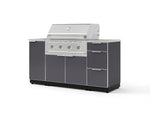 NewAge Outdoor Kitchens Outdoor Grill Island Aluminum 5-Piece Cabinet Set with Sink, 3 Drawer, Grill Cabinet, Performance Grill and Stainless Steel Countertop | 74750 