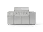 NewAge Outdoor Kitchens Outdoor Grill Island Stainless-Steel 6-Piece Cabinet Set with Casters and 1-Door, Grill Cabinet, Performance Grill, Side Burner and Dekton in Sirius Countertop - (Liquid Propane) 