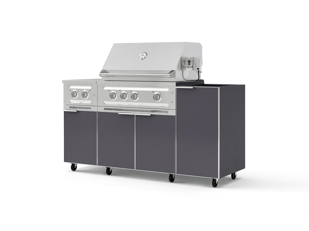 NewAge Outdoor Kitchens Outdoor Grill Island Aluminum 5-Piece Cabinet Set with Casters and 1-Door, Grill Cabinet, Dual Side Burner and Platinum Grill - (Liquid Propane) | Garage Giant