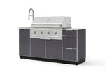 NewAge Outdoor Kitchens Outdoor Grill Island Aluminum 5-Piece Cabinet Set with Sink, 3 Drawer, Grill Cabinet, Performance Grill and Stainless Steel Countertop - (Liquid Propane) | Garage Giant 