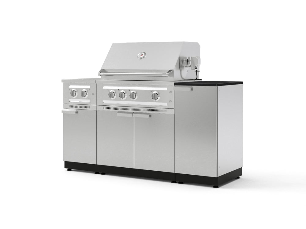 NewAge Outdoor Kitchens Outdoor Grill Island Stainless-Steel 6-Piece Cabinet Set with 1-Door, Grill Cabinet, Platinum Grill, Dual Side Burner and Dekton in Sirius Countertop - (Liquid Propane) | Garage Giant