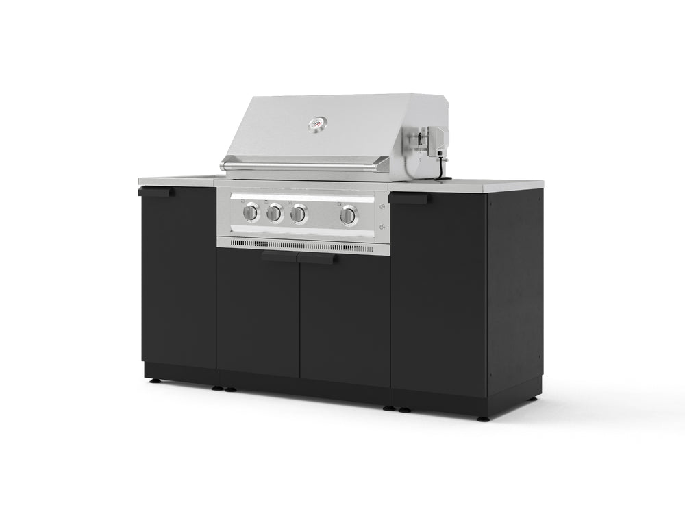 NewAge Outdoor Kitchens Outdoor Grill Island Stainless-Steel 5-Piece Cabinet Set with Sink, 1 Door, Grill Cabinet, Platinum Grill and Stainless Steel Countertop | 70890