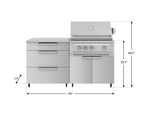 NewAge Outdoor Kitchens Stainless Steel 4-Piece Cabinet set with Casters and 3 Drawer, Grill Cabinet, Platinum Grill, Countertop-72216-Garage Giant 