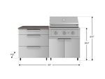 NewAge Outdoor Kitchens Stainless Steel 4-Piece Cabinet Set with Casters and 3 Drawer, Grill Cabinet, Performance Grill, Countertop-72174-Garage Giant 