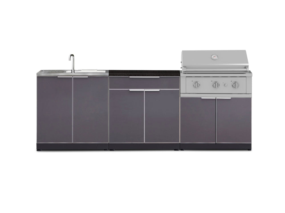 NewAge Outdoor Kitchens Aluminum 5-Piece Cabinet Set with Bar, Grill, Sink Cabinet, Performance Grill, and Countertop-71229-Garage Giant