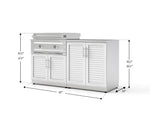 NewAge Outdoor Kitchens Stainless-Steel Louvered Doors 4-Piece Cabinet Set with Base, Grill Cabinet, Platinum Griddle and Countertop-74988-Garage Giant 