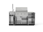 NewAge Outdoor Kitchens Outdoor Grill Island Stainless-Steel 5-Piece Cabinet Set with Sink, 1 Door, Grill Cabinet, Performance Grill and Stainless Steel Countertop - (Liquid Propane) 