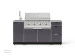 NewAge Outdoor Kitchens Outdoor Grill Island Aluminum 5-Piece Cabinet Set with Sink, 3 Drawer, Grill Cabinet, Performance Grill and Stainless Steel Countertop-74751-Garage Giant 