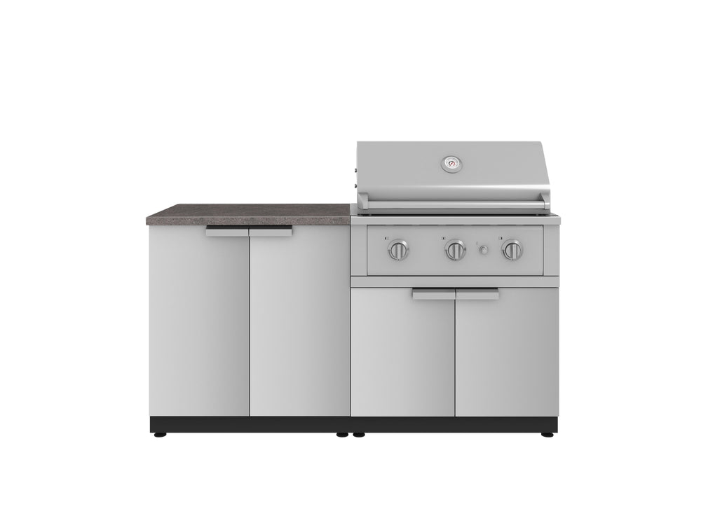 NewAge Outdoor Kitchens Stainless Steel 4-Piece Cabinet Set with 2 Door, Grill Cabinet, Performance Grill and Countertop-71802-Garage Giant