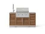 NewAge Outdoor Kitchens Outdoor Grill Island Stainless-Steel Louvered Doors 5-Piece Cabinet Set with Sink, 3 Drawer, Grill Cabinet, Performance Grill and Stainless Steel Countertop-75574-Garage Giant 
