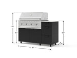 NewAge Outdoor Kitchens Outdoor Grill Island Stainless-Steel 4-Piece Cabinet Set with Casters and 3-Drawer, Grill Cabinet, Performance Grill and Dekton in Aeris Countertop - (Liquid Propane) 