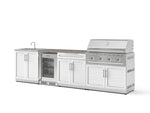 NewAge Outdoor Kitchens Stainless Steel 6-Piece Cabinet Set with Sink, Bar, Grill Cabinet, Performance Grill, Countertop and Glass Door Fridge-73844-Garage Giant 