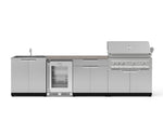 NewAge Outdoor Kitchens Stainless Steel 6-Piece Cabinet Set with Sink, Bar, Grill Cabinet, Platinum Grill, Countertop and Fridge-72086-Garage Giant 