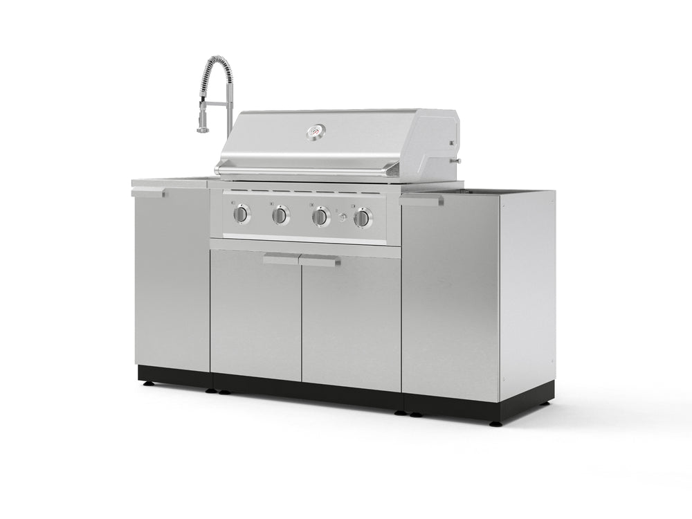 NewAge Outdoor Kitchens Outdoor Grill Island Stainless-Steel 5-Piece Cabinet Set with Sink, 1 Door, Grill Cabinet, Performance Grill and Stainless Steel Countertop - (Liquid Propane) | Garage Giant
