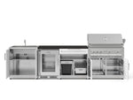 NewAge Outdoor Kitchens Stainless Steel 6-Piece Cabinet Set with Sink, Bar, Grill Cabinet, Platinum Grill, Countertop and Glass Door Fridge-73778-Garage Giant 