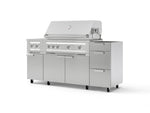 NewAge Outdoor Kitchens Outdoor Grill Island Stainless-Steel 5-Piece Cabinet Set with Casters and 3-Drawer, Grill Cabinet, Dual Side Burner and Platinum Grill - (Liquid Propane) | Garage Giant 