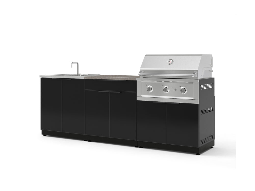 NewAge Outdoor Kitchens Aluminum 5-Piece Cabinet Set with Bar, Grill, Sink Cabinet, Performance Grill, and Countertop-73411-Garage Giant