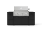 NewAge Outdoor Kitchens Outdoor Grill Island Stainless-Steel 6-Piece Cabinet Set with 3 Drawers, Grill Cabinet, Platinum Grill and Dekton in Sirius Countertops - (Liquid Propane) 