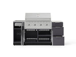 NewAge Outdoor Kitchens Outdoor Grill Island Aluminum 5-Piece Cabinet Set with Sink, 3 Drawer, Grill Cabinet, Performance Grill and Stainless Steel Countertop - (Natural Gas) 