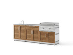NewAge Outdoor Kitchens Stainless Steel Louvered Doors 5-Piece Cabinet Set with Sink, Bar, Grill Cabinet, Platinum Griddle and Countertop-74958-Garage Giant 