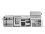 NewAge Outdoor Kitchens Stainless Steel 6-Piece Cabinet Set with Sink, Bar, Grill Cabinet, Platinum Grill, Countertop and Glass Door Fridge-71528-Garage Giant 