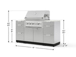 NewAge Outdoor Kitchens Outdoor Grill Island Stainless-Steel 6-Piece Cabinet Set with 3 Drawers, Grill Cabinet, Platinum Grill and Dekton in Aeris Countertops - (Natural Gas) 