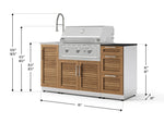 NewAge Outdoor Kitchens Outdoor Grill Island Stainless-Steel Louvered Doors 5-Piece Cabinet Set with Sink, 3 Drawer, Grill Cabinet, Performance Grill and Stainless Steel Countertop - (Natural Gas) 
