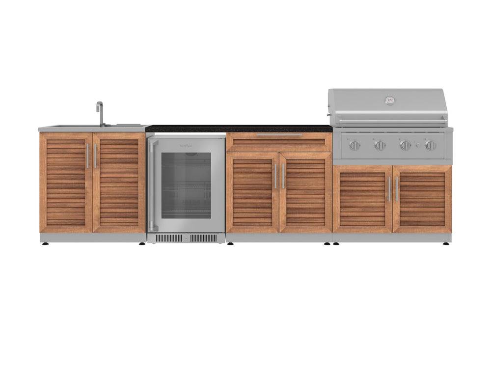 NewAge Outdoor Kitchens Stainless Steel 6-Piece Cabinet Set with Sink, Bar, Grill Cabinet, Performance Grill, Countertop and Fridge-72031-Garage Giant
