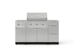 NewAge Outdoor Kitchens Outdoor Grill Island Stainless-Steel 6-Piece Cabinet Set with 3-Drawer, Grill Cabinet, Performance Grill, Side Burner and Countertop-74578-Garage Giant 