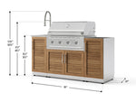 NewAge Outdoor Kitchens Outdoor Grill Island Stainless-Steel Louvered Doors 5-Piece Cabinet Set with Sink, 1 Door, Grill Cabinet, Performance Grill and Stainless Steel Countertop - (Natural Gas) 