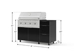 NewAge Outdoor Kitchens Outdoor Grill Island Aluminum 4-Piece Cabinet Set with Casters and 3-Drawer, Grill Cabinet, Performance Grill and Dekton in Sirius Countertop - (Liquid Propane) 