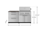 NewAge Outdoor Kitchens Stainless-Steel 4-Piece Cabinet Set with 3 Drawer, Grill Cabinet, Platinum Grill, and Countertop-71665-Garage Giant 