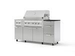 NewAge Outdoor Kitchens Outdoor Grill Island Stainless-Steel 6-Piece Cabinet Set with Casters and 3-Drawer, Grill Cabinet, Platinum Grill, Dual Side Burner and Dekton in Sirius Countertop - (Liquid Propane) | Garage Giant 