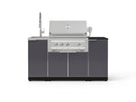 NewAge Outdoor Kitchens Outdoor Grill Island Aluminum 5-Piece Cabinet Set with Sink, 1 Door, Grill Cabinet, Platinum Grill and Stainless Steel Countertop - (Liquid Propane) 
