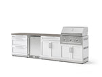 NewAge Outdoor Kitchens Stainless Steel 7-Piece Cabinet Set with 3-Drawer, Bar, Grill Cabinet, Performance Grill, Countertops, and Stainless Steel Door Fridge-73686-Garage Giant 