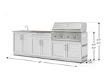 NewAge Outdoor Kitchens Stainless-Steel 5-Piece Cabinet Set with Bar, Sink, Grill Cabinet, Performance Grill, and Countertop-73434-Garage Giant 