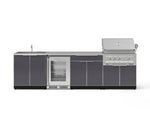 NewAge Outdoor Kitchens Aluminum 6-Piece Cabinet Set with Sink, Bar, Grill Cabinet, Platinum Grill, Countertop and Fridge-66334-Garage Giant 