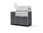 NewAge Outdoor Kitchens Outdoor Grill Island Aluminum 3-Piece Cabinet Set with Sink, Grill Cabinet and Platinum Grill-75337-Garage Giant 