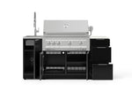 NewAge Outdoor Kitchens Outdoor Grill Island Aluminum 5-Piece Cabinet Set with Sink, 3 Drawer, Grill Cabinet, Platinum Grill and Stainless Steel Countertop - (Natural Gas) 