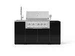NewAge Outdoor Kitchens Outdoor Grill Island Aluminum 5-Piece Cabinet Set with Sink, 1 Door, Grill Cabinet, Platinum Grill and Stainless Steel Countertop - (Natural Gas) 