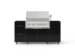 NewAge Outdoor Kitchens Outdoor Grill Island Aluminum 5-Piece Cabinet Set with Casters 1 Door, 3 Drawer, Grill Cabinet and Platinum Grill - (Liquid Propane) 