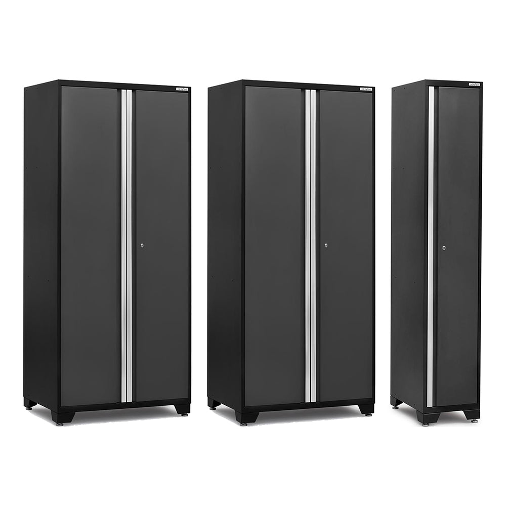 NewAge Garage Cabinets PRO Series Grey 2 x Multi-Use Lockers and 1 x Sports Locker Set-2 x 52005 + 1 x 52006-Garage Giant